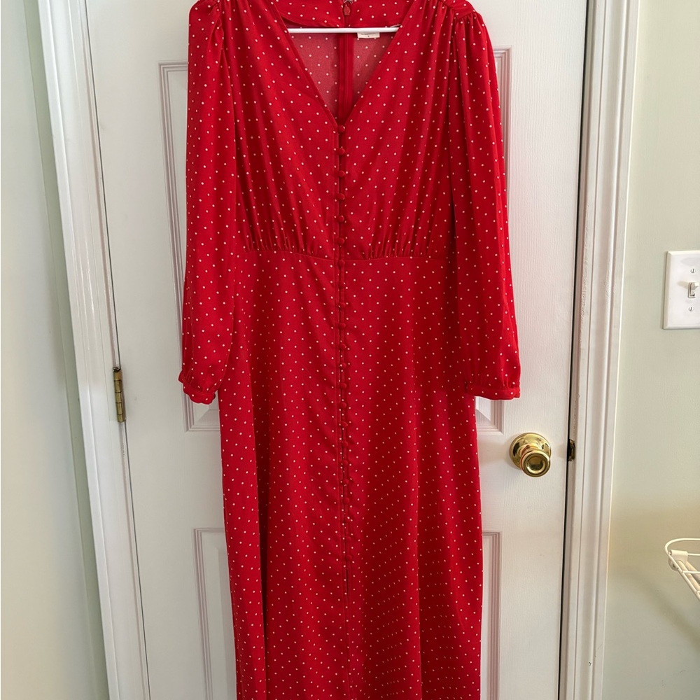 Levi's Red Long Sleeve Polka Dot Dress